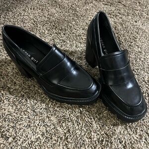 Madden Girl Black Chunky Heel Loafers